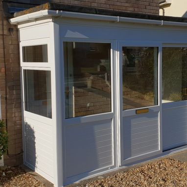 newly built white porch