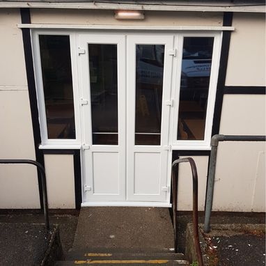 commercial doors and outside hand railing