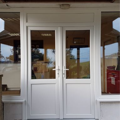 white commercial doors